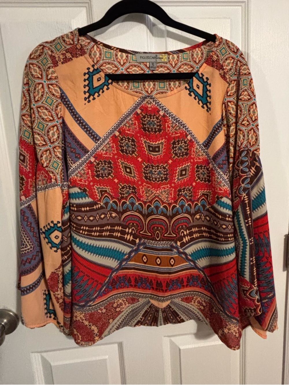 😍Figueroa & Flower Boho Print Top Size XL